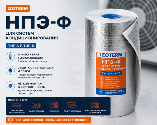 IZOterm НПЭ-Ф — Самоклеящаяся изоляция для систем кондиционирования